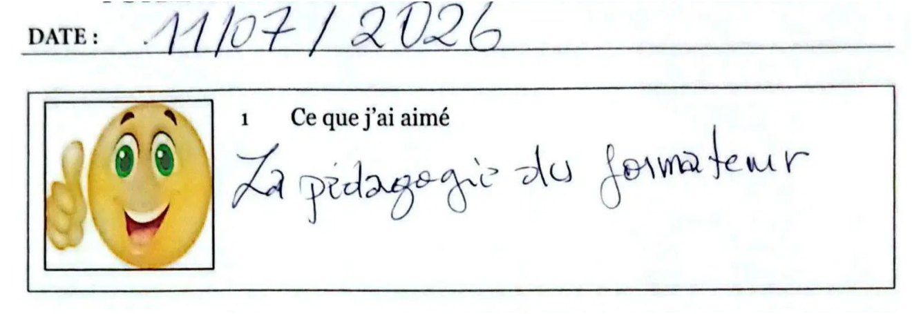 Fiche d’évaluation — Un participant
